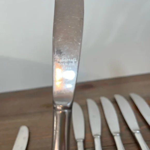 Rebacraft Reed & Barton Stainless Bamboo Flatware Oval Handle 7 Butter Knives